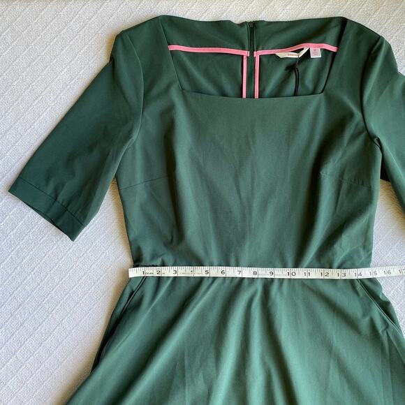 Betabrand Elixir Square Neck Fit & Flare Midi Dress Emerald Green Medium NWT - Picture 11 of 12